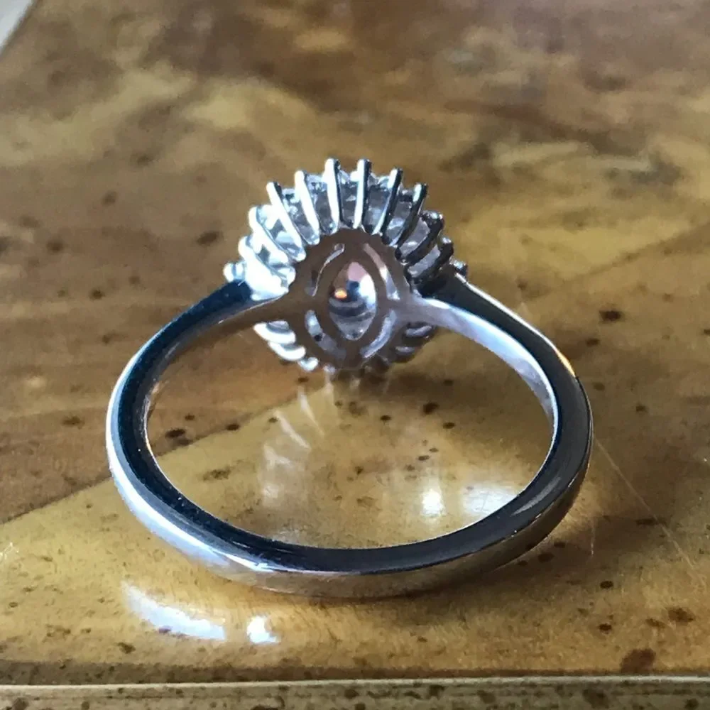 Natural Andalusite Sterling Silver Halo Ring Size 8
